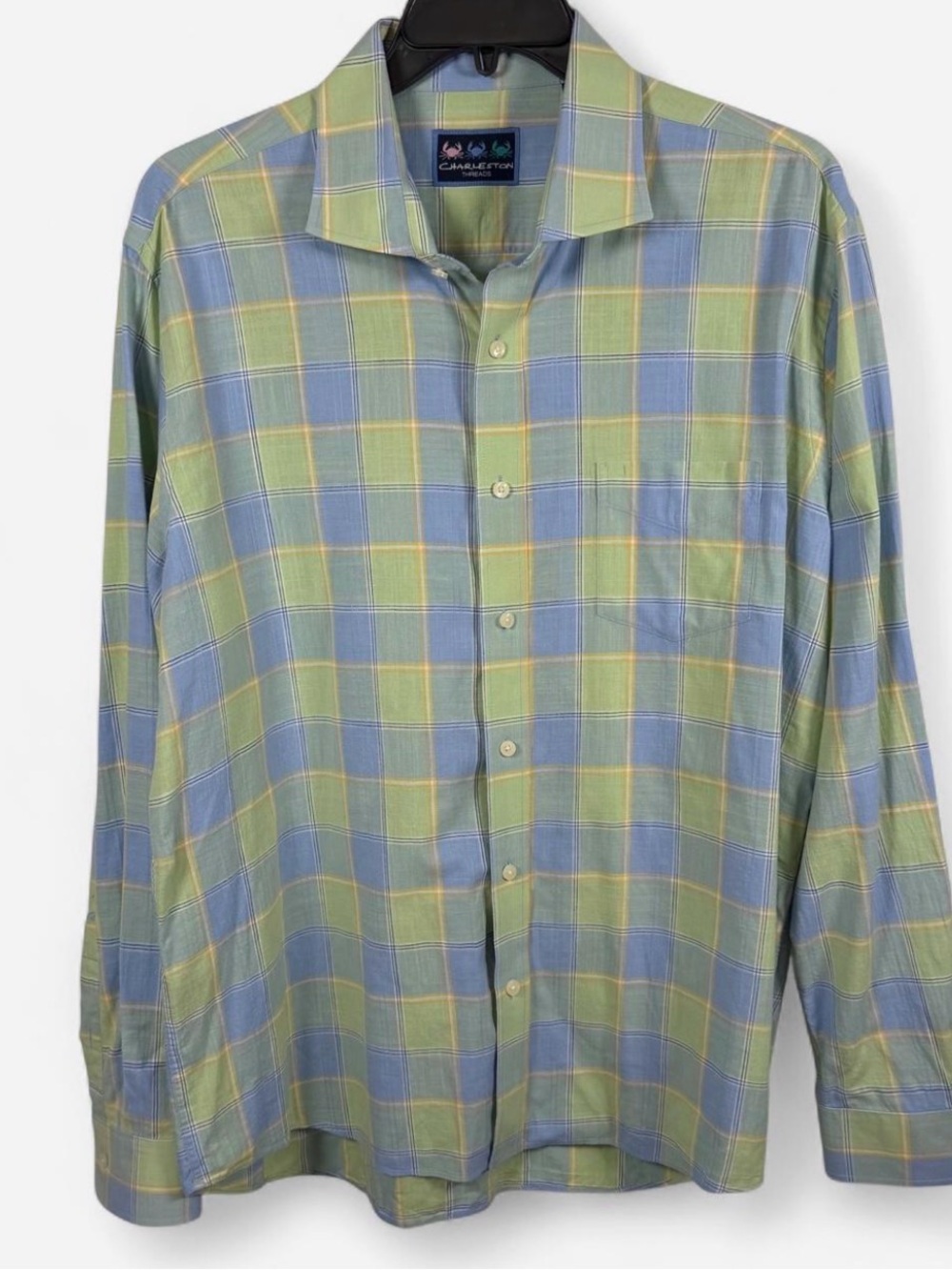 Charleston Threads  Blue and Green Plaid Long-Sleeve Button-Down Shirt